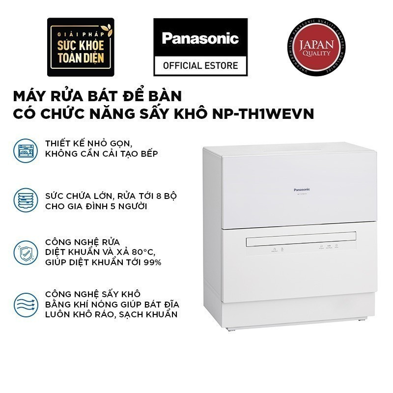 Máy rửa bát để bàn Panasonic NP-TH1WEVN - Có chức năng sấy khô