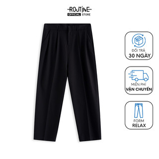 Quần Vải Nam Ống Rộng Gập Ly Trơn Form Relax - Routine 10S23PFO016