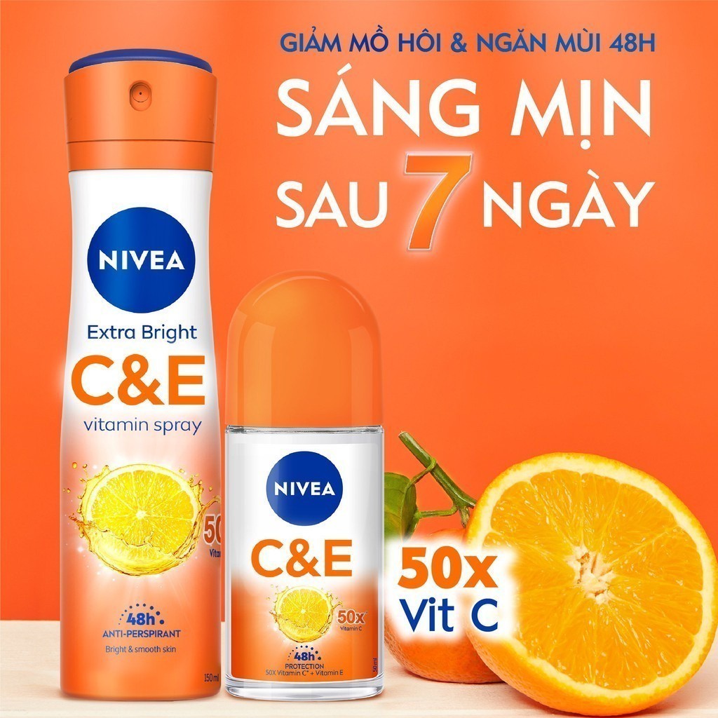 Lăn Ngăn Mùi NIVEA Vitamin C&E Dưỡng Sáng Da | Vitamin C | Vitamin E (50 ml) - 84186