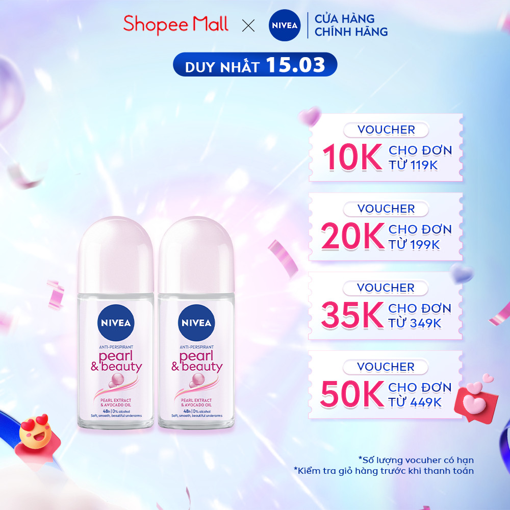 Bộ 2 Lăn Ngăn Mùi NIVEA Pearl&Beauty Dưỡng Sáng Da Ngọc Trai (50 ml) - 83735