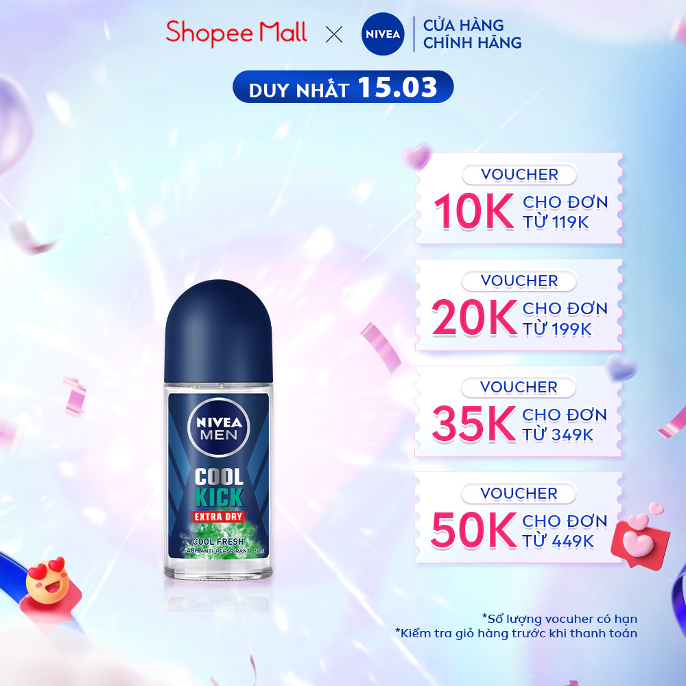 Lăn Ngăn Mùi NIVEA MEN Cool Kick Mát Lạnh - Thơm Sảng Khoái (50 ml)- 83188