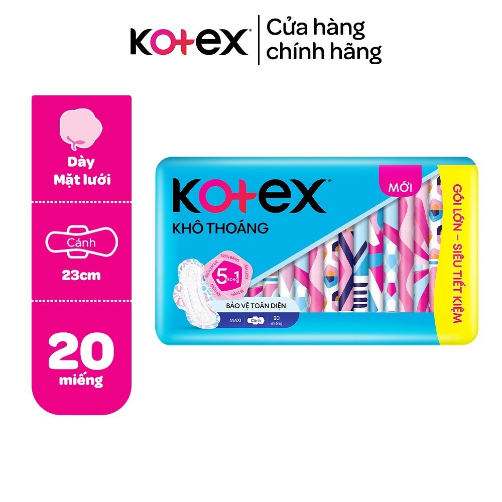 Băng vệ sinh Kotex khô thoáng dày cánh 20 miếng