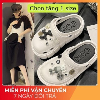 Dép nữ, dép sục cross gấu Bearbrick (tăng 1 size) độn 6cm đế bánh mì tặng kèm sticker 3D