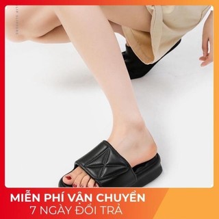 Dép quai ngang nữ, dép bánh mì độn 3cm đúc nguyên khối đế mát xa