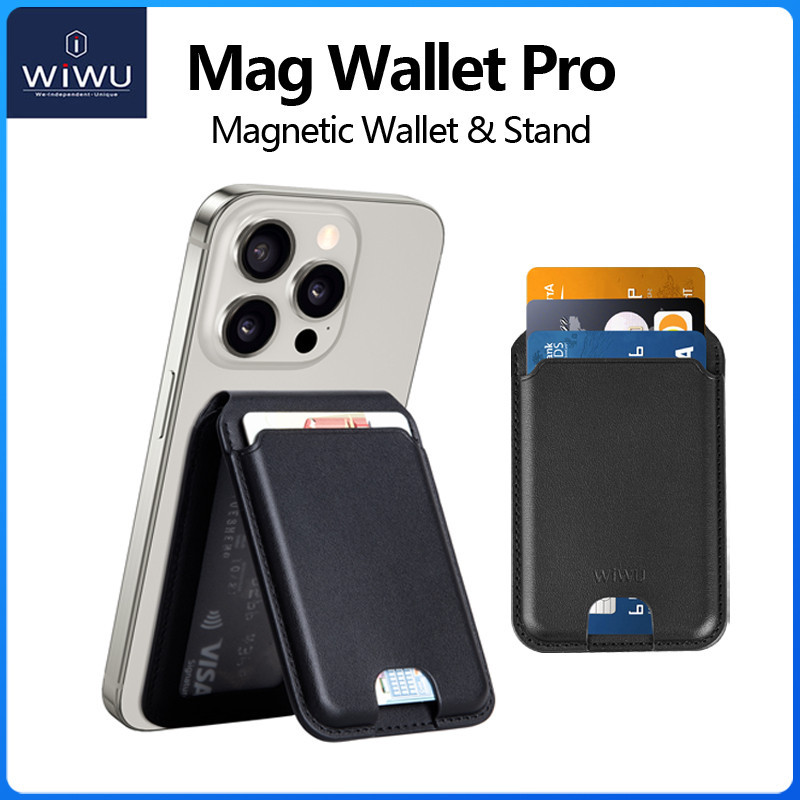 WiWU Mag Wallet Pro Leather Stand Card Wallet Ví Mag hấp phụ từ tính mạnh cho iPhone Ví lấy thẻ dễ d