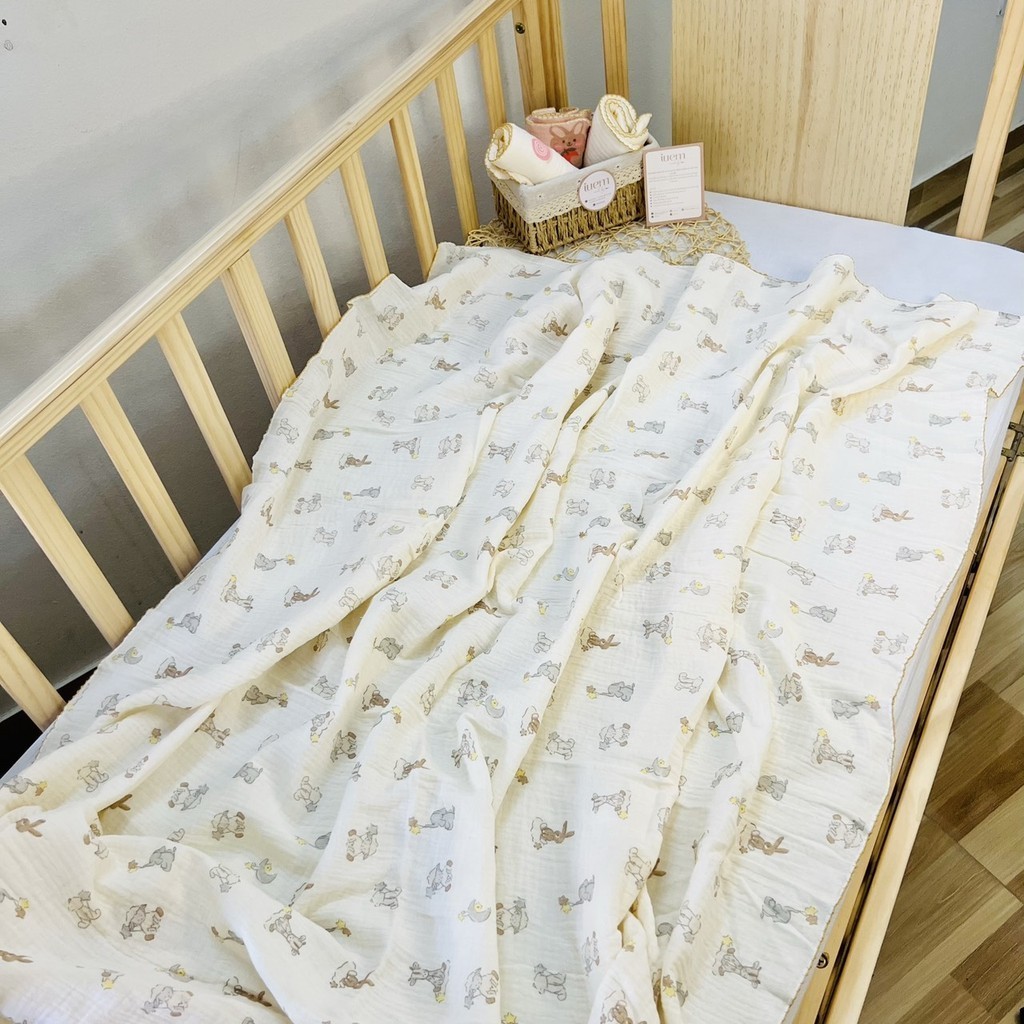 Chăn xô 2 lớp kích thước lớn 1,2*1,5m, xô muslin cao cấp nhà iuem