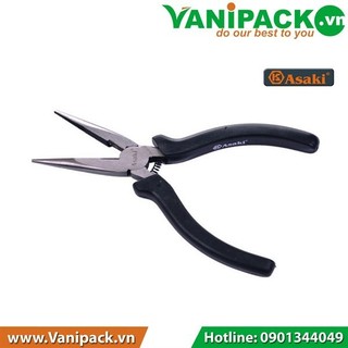 Kìm nhọn cán đen kiểu mỹ 150mm asaki ak-8048