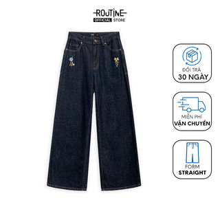 Quần Jean Nữ Ống Suông Họa Tiết Thêu Form Straight - Routine 10S23DPAW009