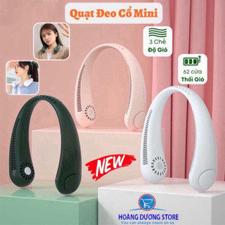 Quạt mini đeo cổ không cánh làm mát thông minh 360 độ, quạt treo cổ tích điện 3 chế độ pin 2400mAh sạc USB - QC2 HOT