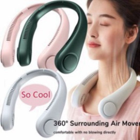 Quạt đeo cổ mini không cánh thổi 360 độ có 3 chế độ gió , Dáng Thể Thao -Quạt tích điện mini siêu phẩm hè_QC2