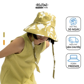 Nón Bucket Nữ Cotton Rộng Vành Buộc Dây Hoa Văn Freesize - Routine 10S23HATW005