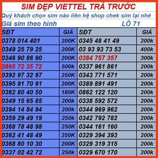 Sim viettel trả trước sim số đẹp năm sinh- tam hoa-sảnh tiến dễ nhớ lô 21