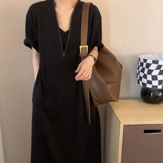Qianqian Quần Áo Truyền Thống Khuyến Mãi Retro Hepburn Phong Cách Cao Cấp Dây Kéo Đầm Nữ Mùa Hè Plus Kích Thước Béo mm Lỏng Lẻo Ôm Hơn Nhìn Bao Bụng Thường Ngày Mid-Le
