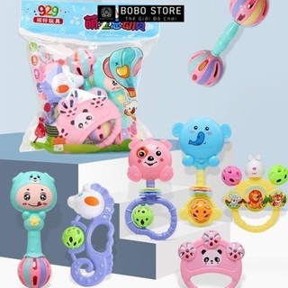 Bộ xúc xắc lục lạc thích thú cho bé nhiều màu sắc ,Đồ chơi xúc xắc 7 món Thiết kế bo tròn an toàn BoBo Store
