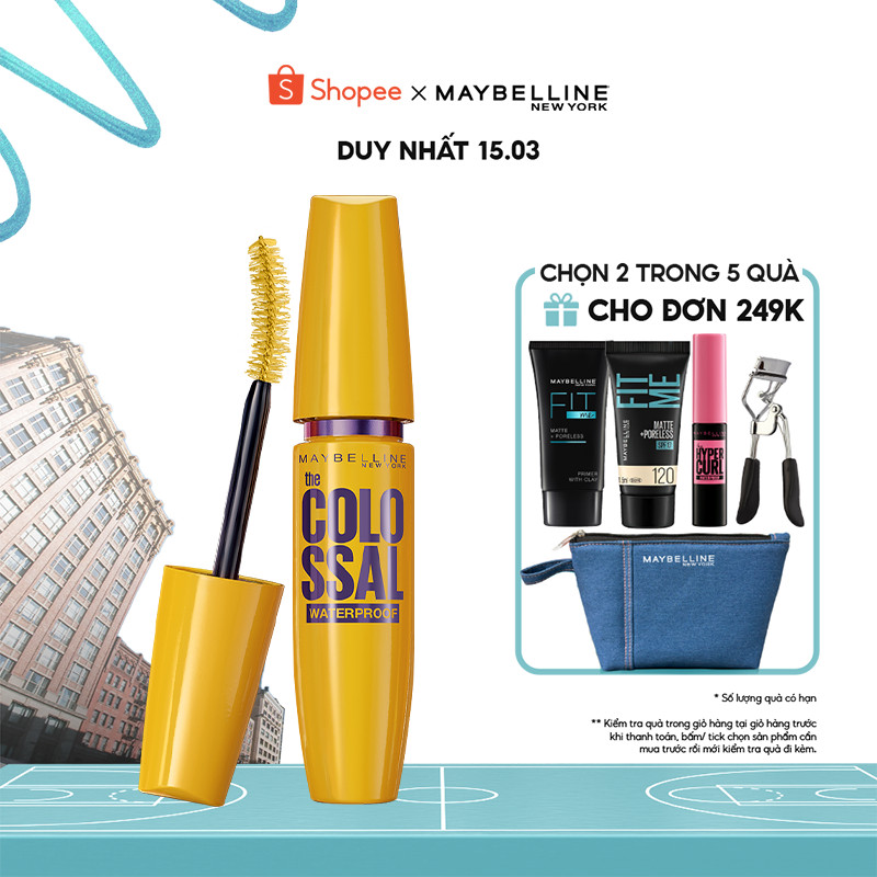 Mascara Dưỡng Mi Collagen Dày gấp 10 lần Maybelline New York Colossal Không Lem 9.2ml