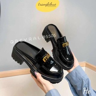 Giày sục đốc khóa ngang dkn66 miu da bóng đế cao 6cm nâng chiều cao hàng da cao cấp trangbihue