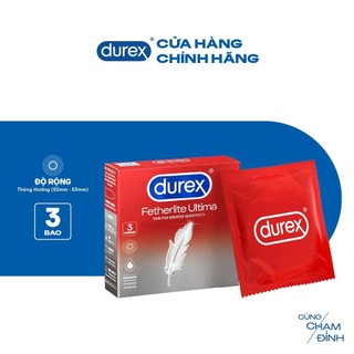 Bao cao su Durex Fetherlite Ultima siêu mỏng, size 52mm, hộp 3 bao