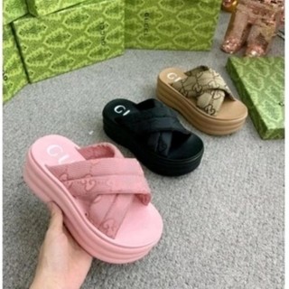 Dép Xuồng Quai Chéo GC Đế Bánh Mì - Độn Đế Cao 7cm