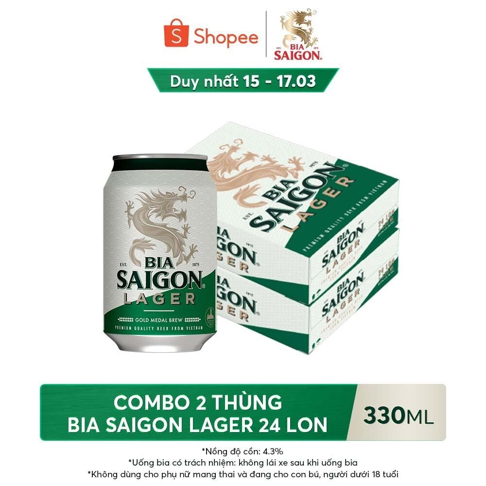 Combo 2 Thùng Bia Saigon Lager 330ml x 24 lon
