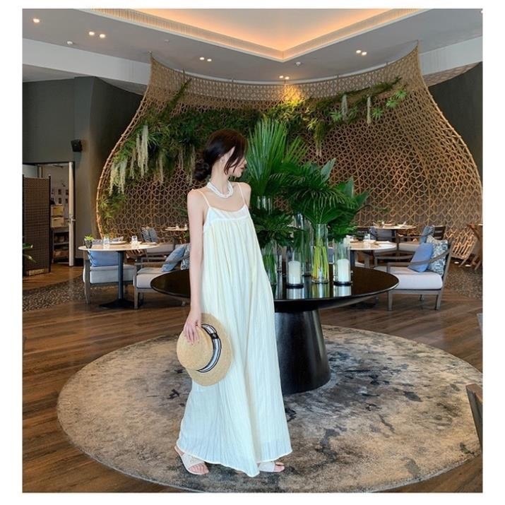 Váy Maxi 2 Dây Be Khuy Sau Dáng Suông Hàng 2 Lớp, Đầm Maxi Nữ Đi Biển (Váy Có Quai Chỉnh Có Túi Bên) V07 | BigBuy360 - bigbuy360.vn