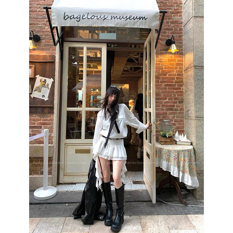 Váy Sơmi Mix Cà Vạt Tua Rua Kèm Lót Quần 2 Màu Kèm Đai Da Cá Tính 2024 (có ảnh thật) V01 | BigBuy360 - bigbuy360.vn