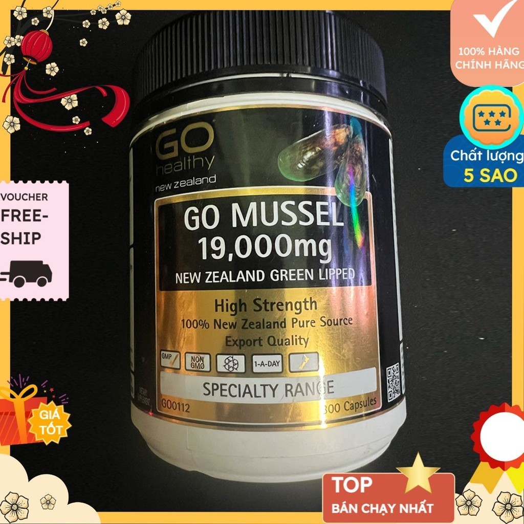 Siêu Thị Newzealand-Viên uống hỗ trợ đau nhức xương khớp và khô khớp-Viên uống Go Healthy Go Mussel 19,000mg 300v