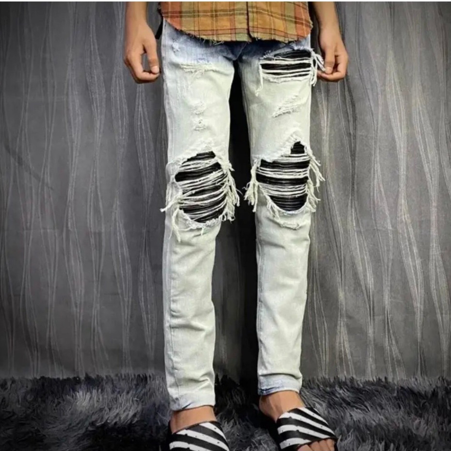 Quân jean nam mẫu mới Xanh Vá Da vải dày dặn sang trọng chuẩn form thời trang