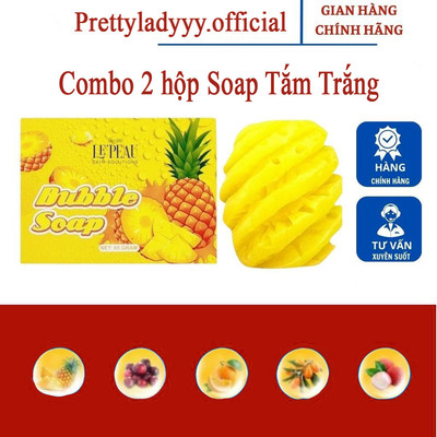 Combo 2 hộp Soap Tắm Trắng Bubble Soap, Xà Bông Tắm Trắng Da Body, Khối Lượng 65G - LE'PEAU