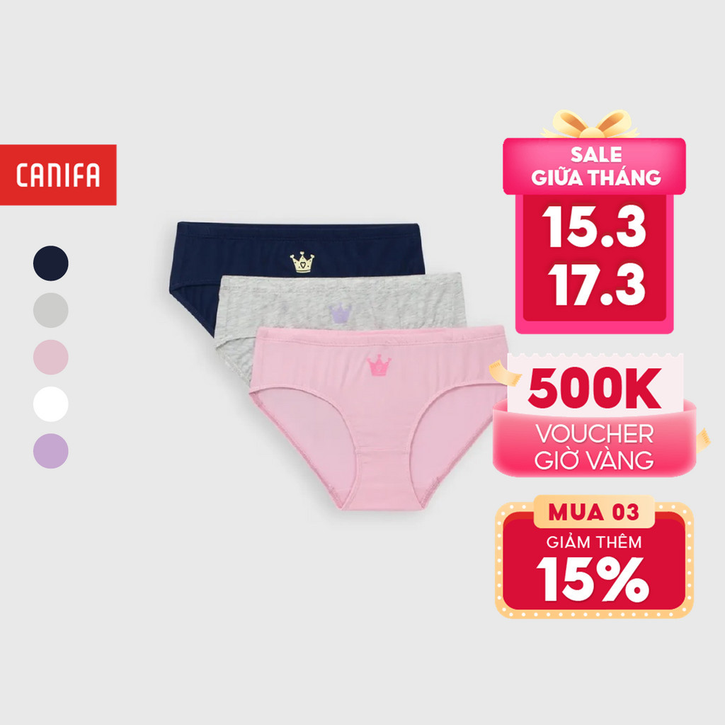 Combo 3 quần lót bé gái CANIFA chất liệu 100% cotton ML23 1US23A002
