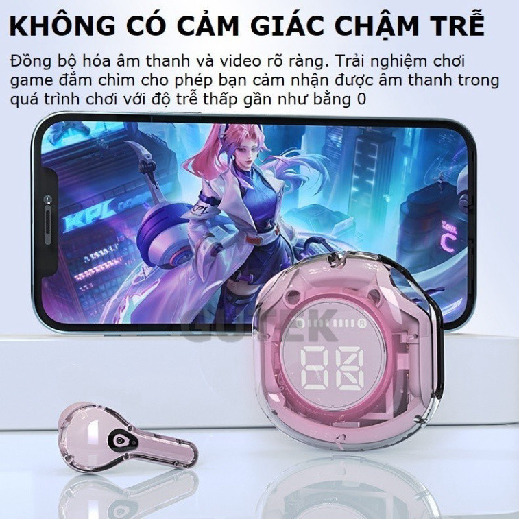 Tai Nghe Bluetooth Không Dây Ultrapods Pro v5.3 Chạm Cảm Ứng Vỏ Trong Suốt Âm Thanh Hifi Có Mic Đàm Thoại