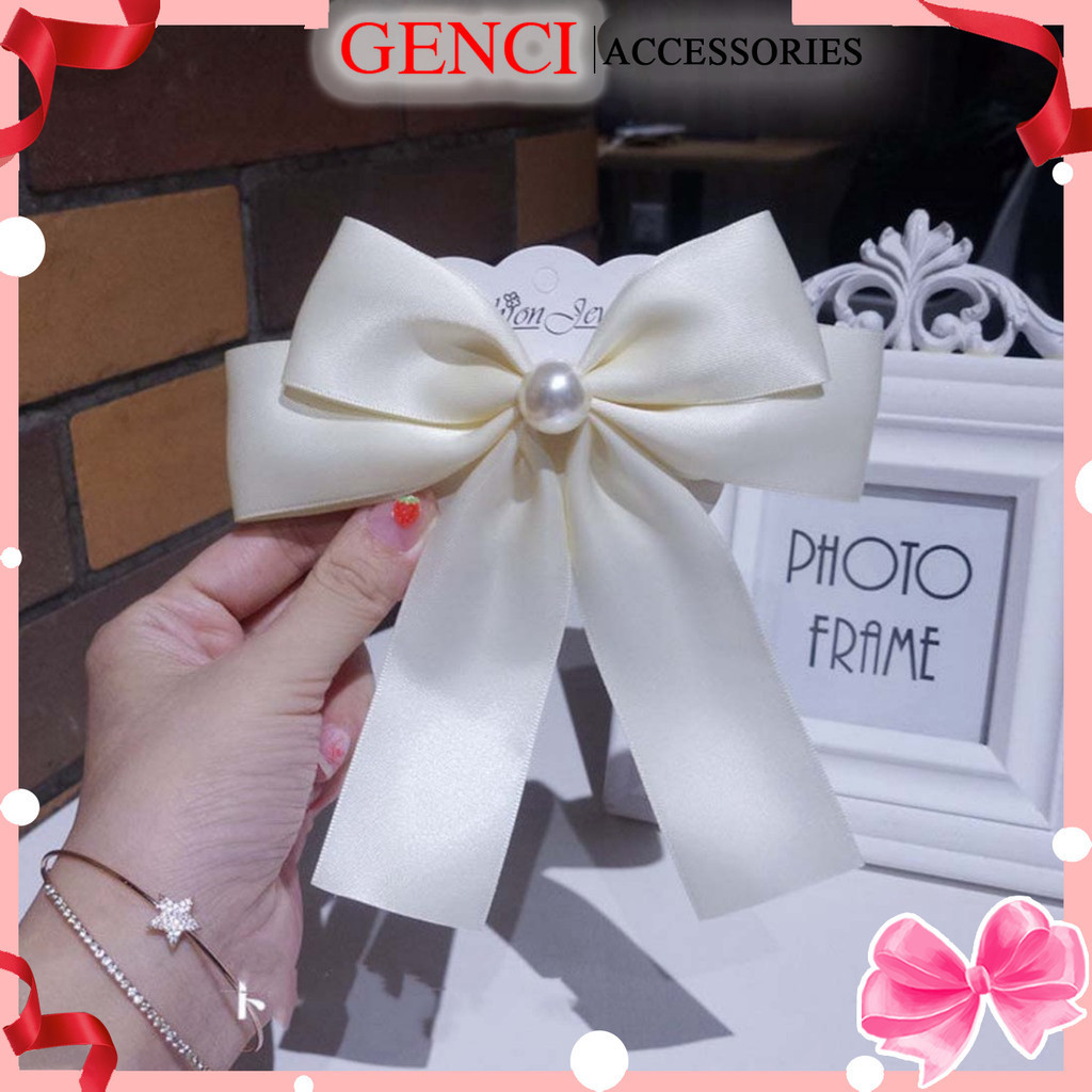 Kẹp tóc nơ ruy băng tiểu thư đính ngọc sang chảnh, kẹp tóc hình nơ phong cách Hàn Quốc dành cho nữ GENCI NO58