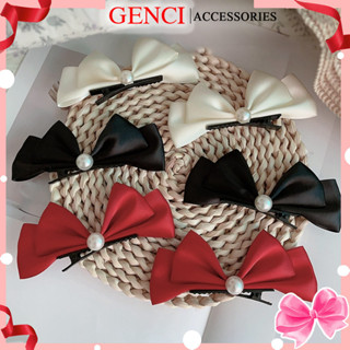 Set 2 kẹp tóc nơ đính ngọc tiểu thư sang chảnh phong cách Hàn Quốc dành cho nữ Genci GNO8