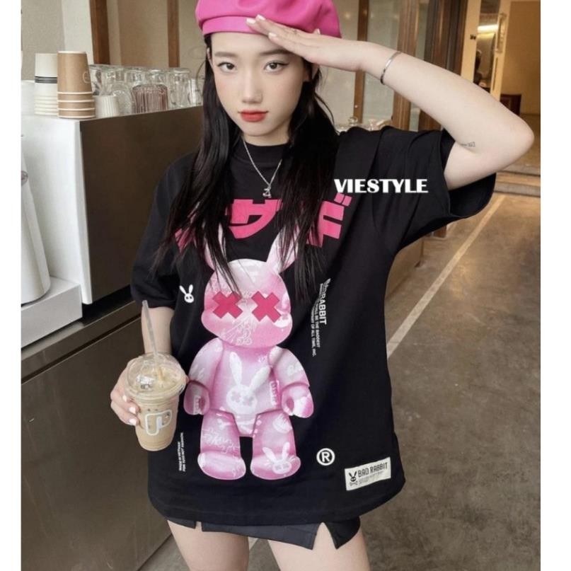 Áo Phông Unisex , Áo Thun Nam Nữ Cổ Tròn Tay Lỡ Thỏ Hồng Siêu Xinh T11 | BigBuy360 - bigbuy360.vn