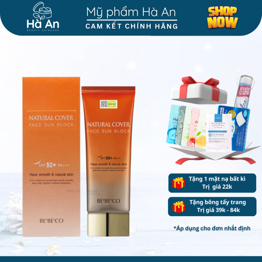 Kem Chống Nắng Hàn Quốc BEBECO NATURAL COVER FACE SUN BLOCK 70ml