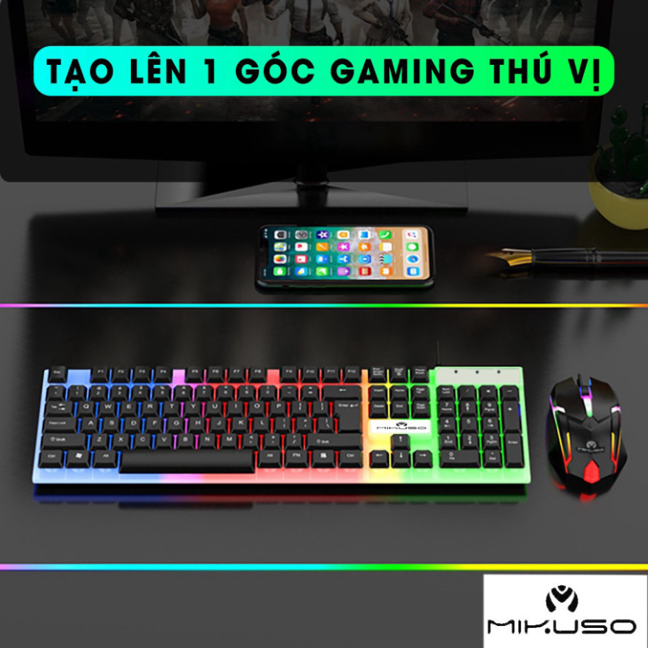 Bàn phím máy tính có dây gaming MIKUSO KB-C024 giả cơ chống nước led rgb chơi game làm việc văn phòng cho PC laptop | BigBuy360 - bigbuy360.vn