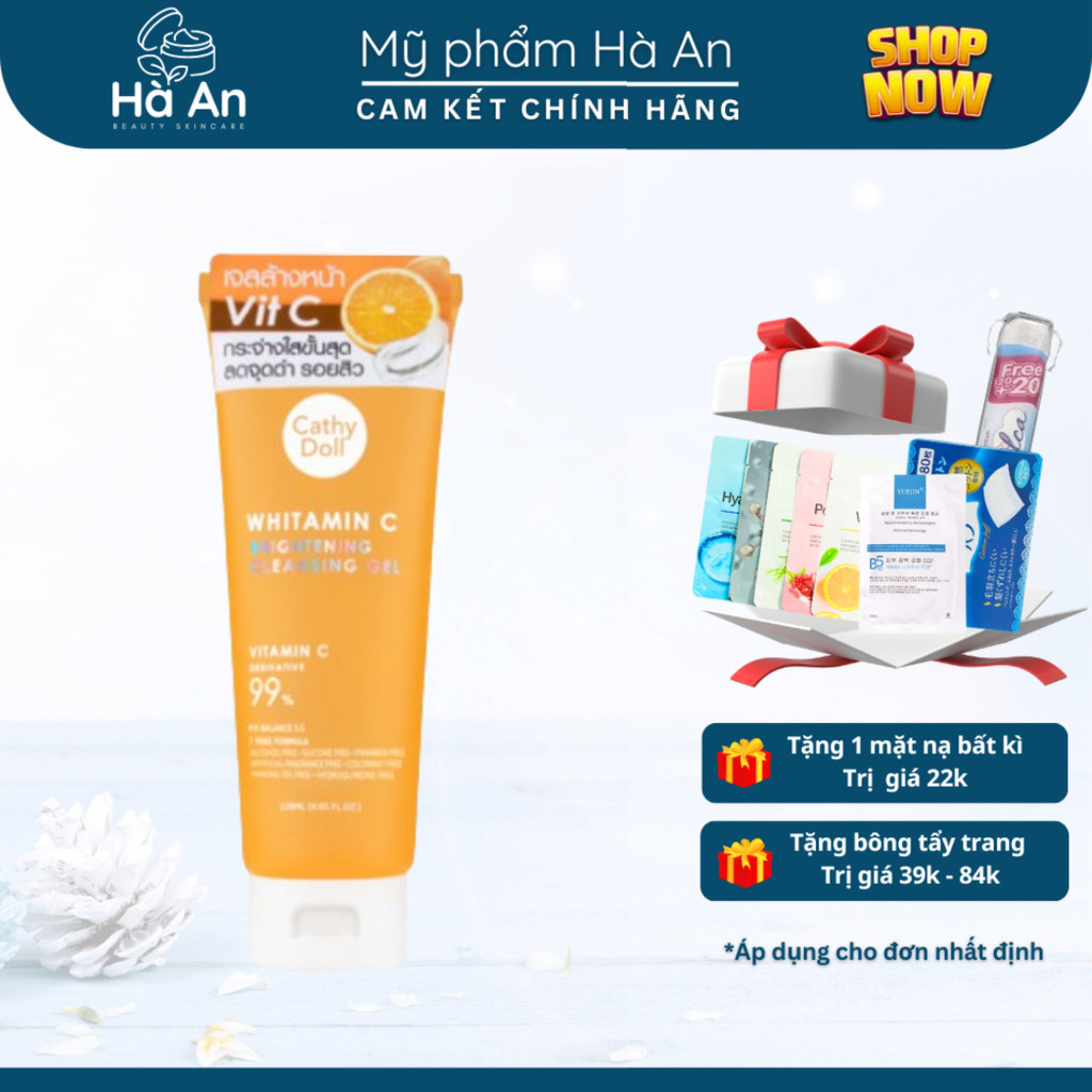 Gel Rửa Mặt Vitamin C Dưỡng Sáng Da, Mờ Thâm Cathy Doll Whitamin C Brightening Cleansing Gel 120ml