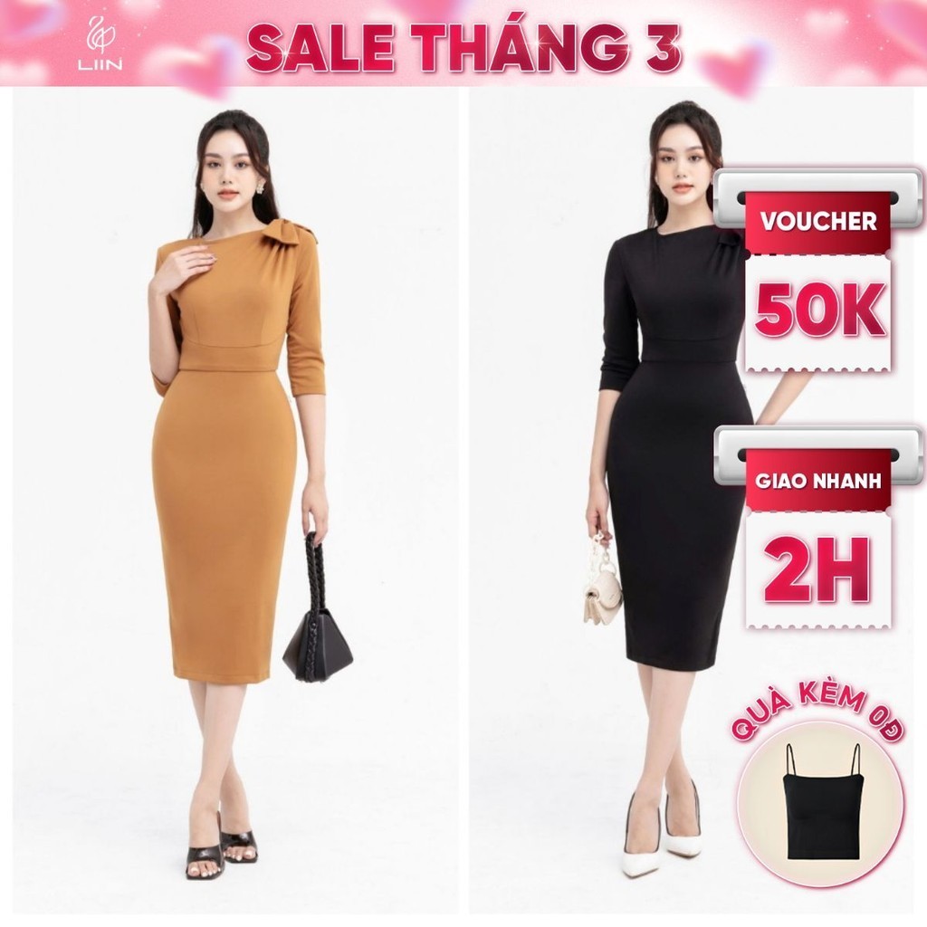 Đầm Thun Nhún ôm body sang trọng thanh lịch Liin Clothing D6455