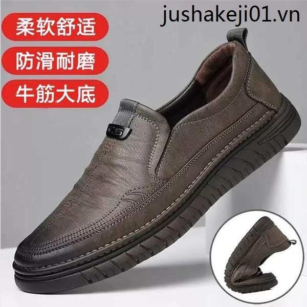 Nam Chính Hãng Da Nam Da Thật Da Giày Da Mềm Đế Mềm Lười Over-Foot Slip-On Giày Da Bò Loafers Bò