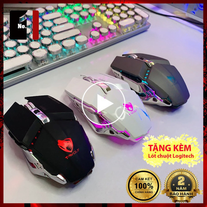 Chuột Gaming Không Dây Máy Tính T-WOLF Q15 Led Rgb Mouse Chuột Ko Dây Wireless Vi Tính Laptop Chơi Game Siêu Nhậy | BigBuy360 - bigbuy360.vn