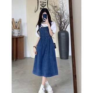 Eo hẹp Ôm Hơn Nhìn Đầm Nhỏ Phù Hợp Với Váy Giữa Chiều Dài Sling Đầm Mùa Hè Phong Cách Mới Dây Đeo Denim