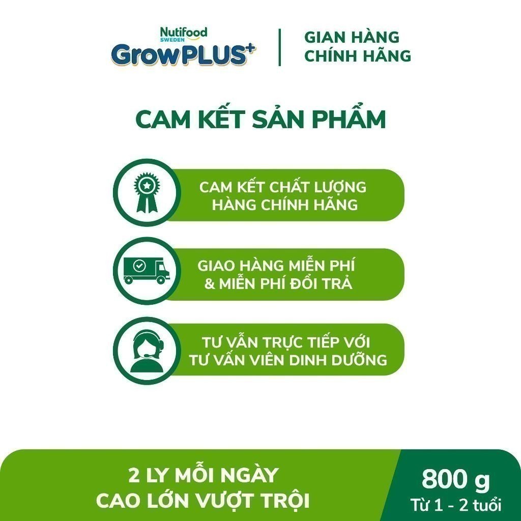 Combo 2 Sữa Bột Nutifood Sweden GrowPLUS+ Cao lớn vượt trội (Bạc) 800g