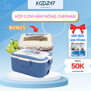Hộp cơm hâm nóng chefman cm-113i - bảo hành 24 tháng - hộp cơm cắm điện tặng kèm túi da cao cấp