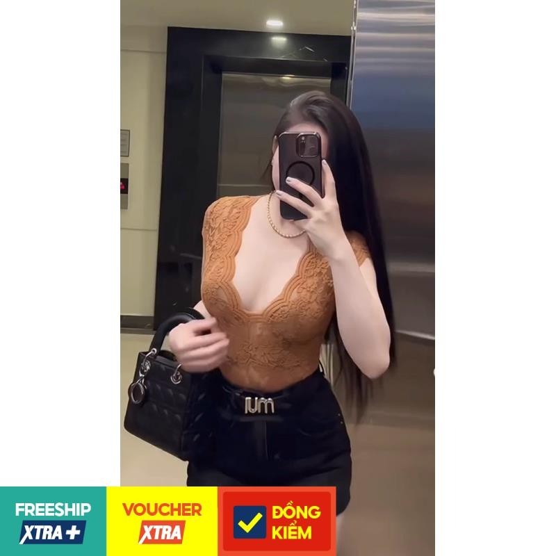 Áo bodysuit ren cộc tay sexy gợi cảm mix đồ xinh lắm