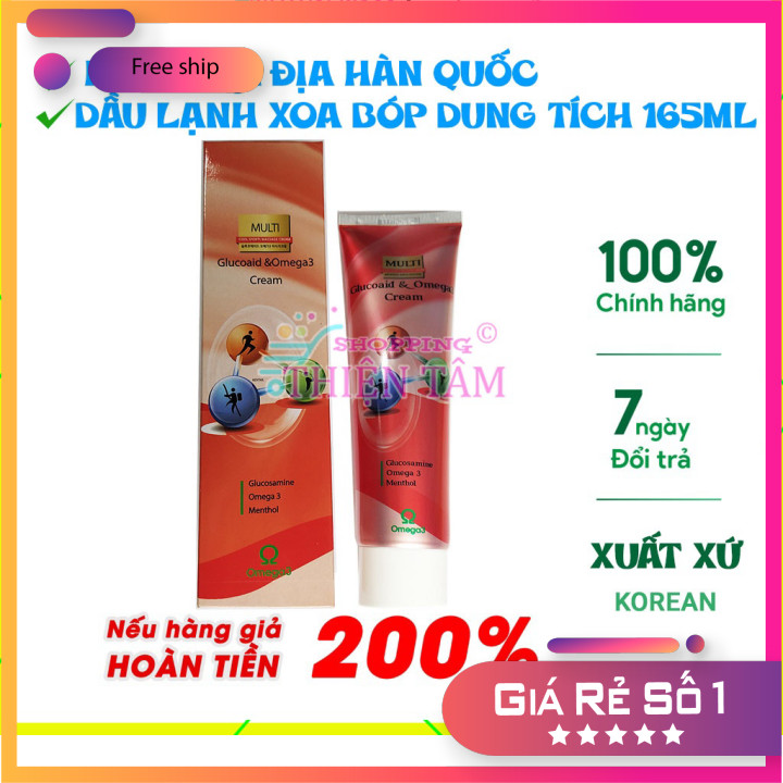 (Giá tốt nhất) [Chính Hãng] Dầu Lạnh Xoa Bóp Khớp Multi Glucoaid &amp; Omega3 Cream 165ml Dầu Lạnh Hàn Quốc Dầu Lạnh Bôi Khớ