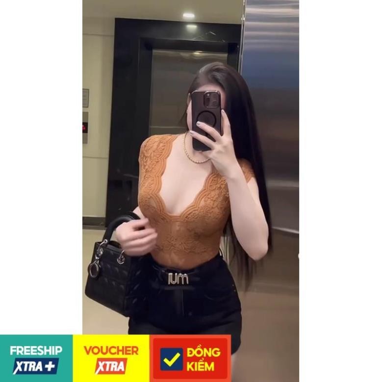 Áo bodysuit ren cộc tay sexy gợi cảm mix đồ xinh lắm