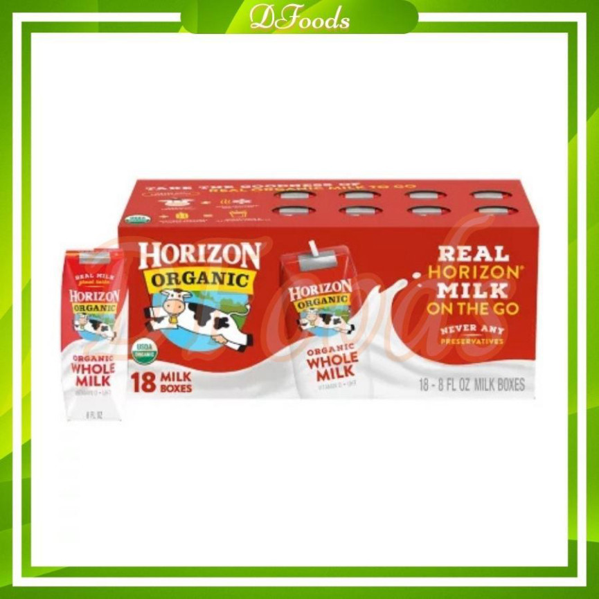 [Dfood Kid] Thùng 12, 18 Hộp Sữa Nước Horizon Organic Whole Milk