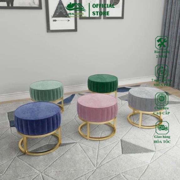 Đôn ghế decor D1 - Ghế Sofa , đôn bàn trà khung sắt bọc nỉ nhung