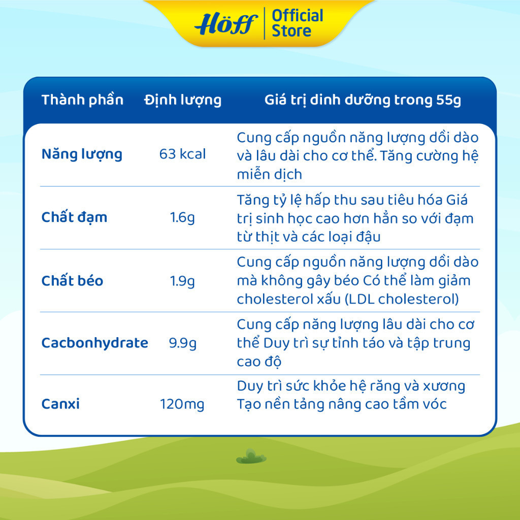 Sữa chua hoa quả Hoff vị TÁO cho bé từ 6 tháng tuổi, bổ sung men lợi khuẩn, tốt cho tiêu hóa - 1 LỐC (4 hộp x 55g)