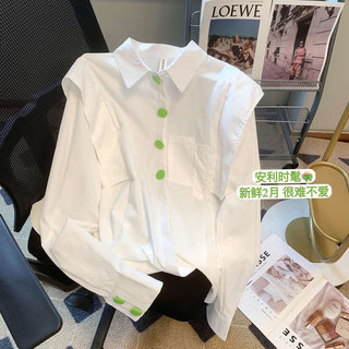 áo thun coquette áo thun unisex áo thun cặp áo phông nữ có cổ Nữ Xuân Thu Rời Thiết Kế Thường Ngày Sense Niche Áo Sơ Mi Tay Dài Nút Sang Trọng Cổ Polo Nhỏ Top