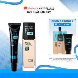 Kem nền kiềm dầu chống nắng Fit Me Mịn Lì 30ml + Kem lót ngăn xuống tông Fit Me Primer Maybelline New Yo
